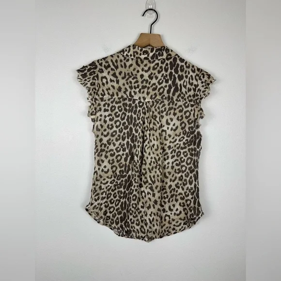 CHASER Animal Print Button Up Ruffle Sleeves Lightweight Spring Women’s Sz M - Picture 5 of 6